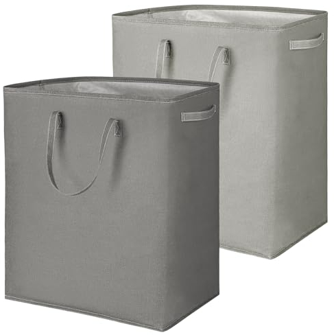 2 Pack 110L Large Laundry Basket, Foldable Washing Basket Clothes Hamper Storage Bag with Long Reinforced Handles, Freestanding Laundry Basket Bin for Bathroom, Bedroom