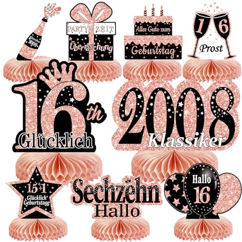 Voxisroma 16. Geburtstag Mädchen 9 STK Roségold Rosa Tischdeko Geburtstag,16 Geburtstag deko,16 Geburtstag Party Deko Supplies,Geschenke Für Frauen Zum Geburtstag (Deutsche)