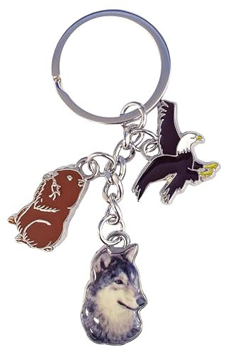 Porte Clé Métal Animaux - Aigle, Loup, Loutre
