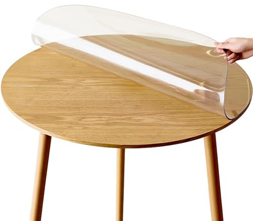 Rund Tischfolie, PVC Tischdecke Tischschutz Folie, 1.5mm Dicke Schutzfolie mit Abgeschrägte Kante Design, Runde Schutztischdecke Tischsets Schreibtisch (Transparente Durchmesser 120cm)