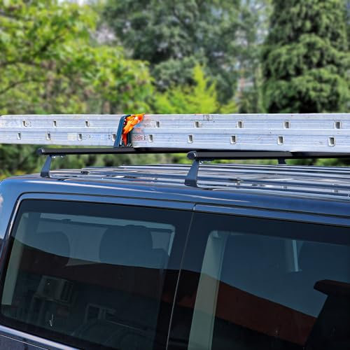 OMAC Dachträger + Leiterhalter Set Lastanschläge Kompatibel mit VW T5 Transporter Caravelle 2003-2015, Schwarz, Aluminium, 2 TLG