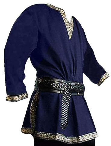 Runcati Disfraz medieval renacentista de pirata para Halloween, túnica vikinga, caballero, cosplay, guerrero, camisas LARP