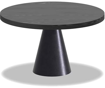 FRANKYSTAR Artù Black Runder Esstisch, 120 cm, laminiertes Holz, mit Metallkegel, schwarze Oberseite