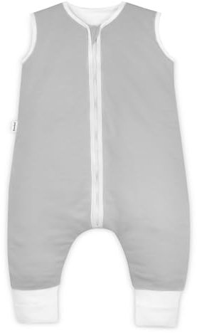 Ehrenkind® Babyschlafsack | Schlafsack mit Füßen 2.5 TOG | Bio-Baumwolle | Ganzjahres Schlafsack Baby Gr. 80 Farbe Hellgrau | Oeko-Tex | Schlafsack winter und Sommer Schlafsack Kinder