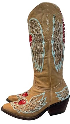 Lmtossey Stivali da donna invernali in vera pelle al ginocchio stivali da donna stile cowboy stile occidentale stivali alla caviglia in pelle, Nero , 39.5 EU