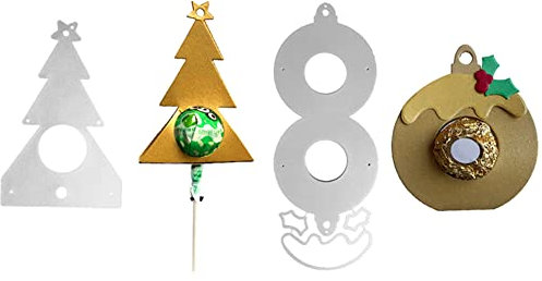2 Stück DIY Schneiden Stirbt,Schablone Metall Prägen Kohlenstoffstahl Schneiden Schablonen Scrapbooking Stanzen Weihnachten Party Gunst für DIY Handwerk Karten Machen Weihnachtskugel+Weihnachtsbaum