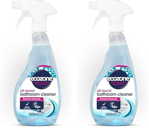 Ecozone 3-in-1 Bathroom Cleaner, 500ml, Removes Stubborn Limescale, Leaves Showers Sparkling (Pack of 2)