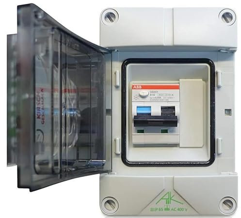 grenda-hammer® | Sicherungskasten IP65 Aufputz als Landstromanschluss für Boote sowie Camping, Wohnmobil und Caravan/Verteiler mit ABB FI-LS Schutzschalter B16A, 30mA