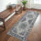 GENIMO Boho Läufer Teppich Flur 80x300cm Waschbar Vintage Teppich No-Slip Kurzflor Teppiche für Waschküche Küche, Blau
