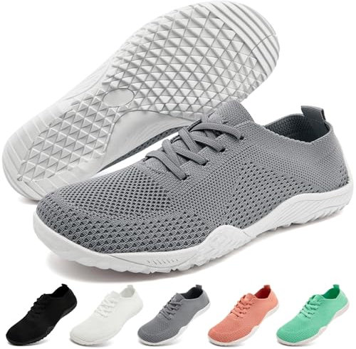 RJYWGS Basket Femme Barefoot Minimalistes Chaussures Confort Running Marche Sport Salle Tennis Casual Fitness Sneakers Gris EU 39