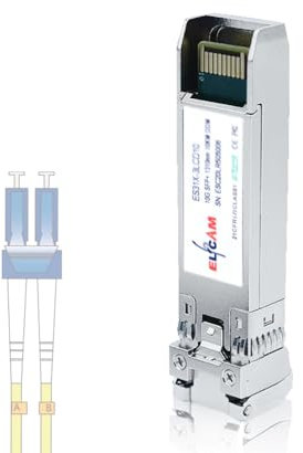 Elfcam® - 10Gb SFP+ LWL-Transceiver-Modul, LC/UPC DM-Anschluss (OS2),10GBase-LR SFP+ Modul 1310nm, kompatibel mit Freebox Ultra,1 Stück.