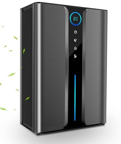 Portable Ultra-Quiet Dehumidifier for Home, 2200ML Dual-Core Motor Dehumidifier with 7-Color LED Lights & Auto-Off, Ideal for Bedroom, Bathroom, Wardrobe, Cloakroom