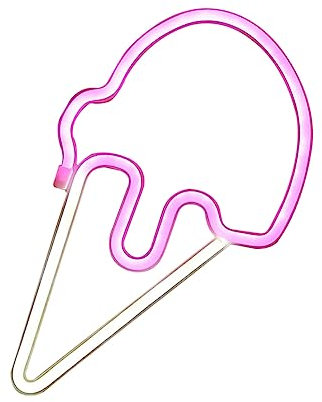 DOITOOL Nachtlicht gucken Lüfter im Freien Müller schreibtisch dekoration schlafzimmer dekoration party beleuchtung Eiscreme-Design LED-Leuchtreklame Neonlampe Neonlicht Plastik Weiß
