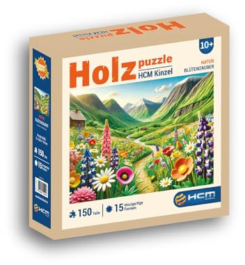 HCM Kinzel Holzpuzzle – Natur - Blütenzauber, 200 Teile, detailreiches Design, hochwertiges Holz, leuchtende Farben, langlebige Premium-Qualität