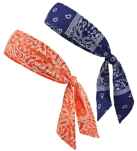 NiceYnn 2 x Sport-Stirnbänder mit Paisley-Muster, verstellbar, elastisch, Schweißband, rutschfest, Lauf-Kopfband, Fitness-Haarband für Ninja, Tennis, Fußball, Basketball, Fußball