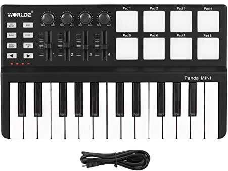 Juroupi WORLDE Panda Mini Portable Mini 25-Key USB Keyboard and Drum Pad MIDI Controller