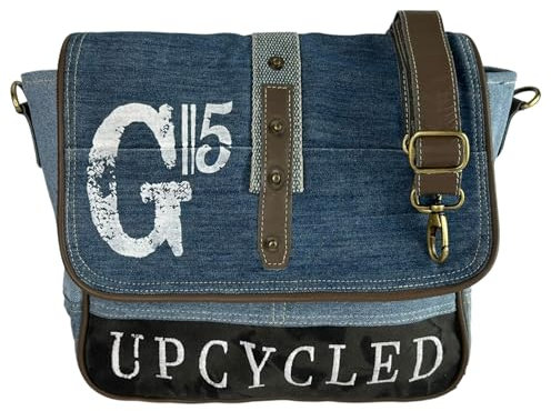 Sunsa Damen Umhängetasche. Canvas Messenger Tasche. Große Vintage Crossbody bag. Schultertasche und Handtaschen Geschenkideen für Frauen (blau schwarz)