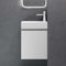 doporro Petit Meuble de Salle de Bain Suspendu 46cm Blanc Mat Ensemble de 2 Pièces Meuble avec Lavabo Solid Surface Design Pisa02