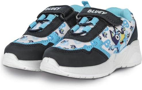 Bluey Jungen-Turnschuhe, offizielle Charakter-Schuhe für Kinder, schwarze und blaue PU-Sneaker mit Klettverschluss, leichte und gepolsterte Sohle, Größen 39-47, A2Z 4 Kids