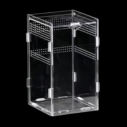 Fütterungsbox,Reptil Fütterungsbox,Acryl Terrarium,Zuchtbox Anti-Flucht,Reptilienzuchtbox Acryl,Reptilien Terrarium Box für Spide,Skorpion,Gottesanbeterin,Reptilien Lebensraum (12x12x20CM)
