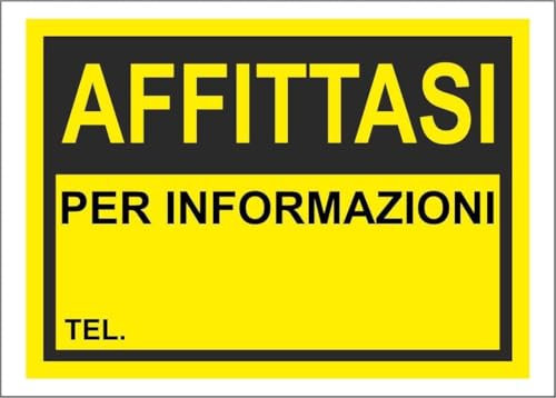 M-ITALY CARTELLO SEGNALETICO - AFFITTASI GIALLO - Adesivo Extra Resistente, Pannello in Forex, Pannello In Alluminio (Adesivo, 10x15 cm)