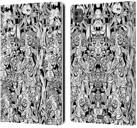 Head Case Designs Völker Doodle Mix Leder-Wallet-Hülle Kompatibel mit Apple iPad Pro 11 M4/M5 2024/2025
