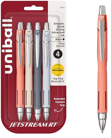uni-ball Jetstream RT Pens - NY Times Wirecutter Best Pen for Over a Decade - Pack of 4 Black Fine Point Pens, 0.7mm - Back to School