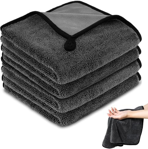 XSHAO® 4 Stück Trockentuch Dusche, 30 x 30cm Fastdry Trockentuch Auto Handtuch für Auto/Duschkabine/Haushalt/Küche (Dunkelgrau)