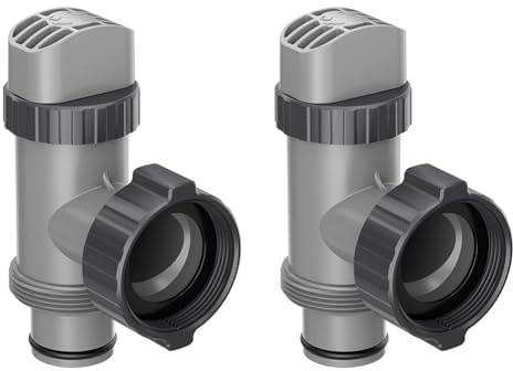 Vibsky Intex 10747 Großes Pool-Saugglocken-Ventil-Montage-Set mit Schlauch-O-Ringen und Stufenscheiben für 1500–4000 GPH Filterpumpen und Salzwasser-Chlorinatoren, 2er-Pack, Grau