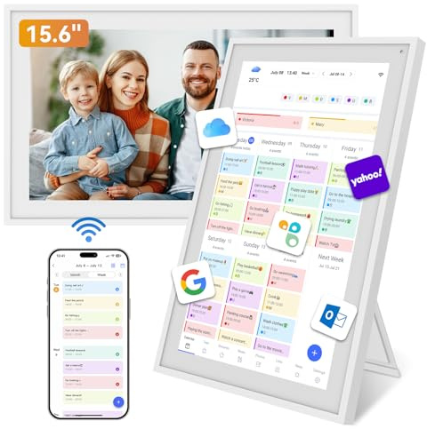 TABWEE Digitaler Kalender 15,6'' für Familienplaner, Speiseplan | Aufgabenliste, Belohnungssystem, Multi-Kalender-Sync, Digitaler Bilderrahmen, Wand- & Tischmontage (4 Jahre Garantie)