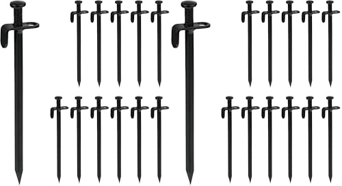 Relaxdays Felsbodenheringe 12er Set, Bodenanker für harten Boden, Zelt, Camping, Edelstahl, HBT: 20x4x1,5 cm, schwarz (Packung mit 2)