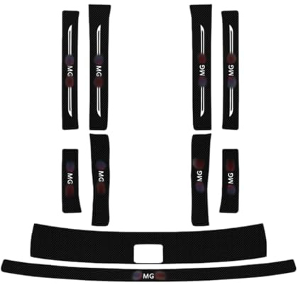 XIRUOLY Car Kick Plates for MG ZS, 10 Pcs Car Door Sill Protector, Carbon Fibre Door Sill Plates Welcome Pedal Anti-slip Automotive Trim Fittings