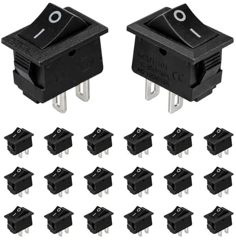 20 Stk Mini Kippschalter,Wippschalter, 16A 250VAC Kippschalter, Geräteschalter 2 Polig,Ein/Aus Miniboot,Rechteck Einbauschalter,Micro Schalter für 2 Pins 2 Position Häuser, Industrie