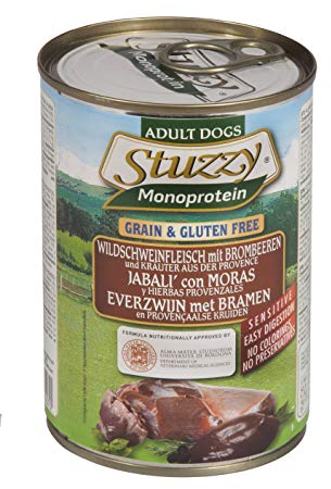 Stuzzy, Aliments humides pour Chiens Adultes au Sanglier, monoprotéique en pâté (6 boîtes de 400 g)