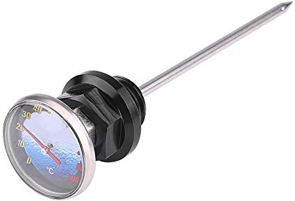 Varilla de medición de aceite, varilla medidora de nivel de aceite de aleación de aluminio con termómetro para moto de 125cc(Negro)