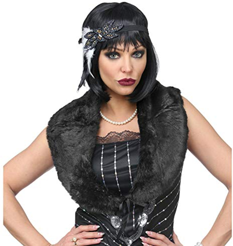 NET TOYS 20er & 30er Jahre Kostüm-Set | Schwarz | Elegante Damen-Accessoires Charleston mit Stola & Stirnband | Perfekt angezogen für Mottoparty & Fasching