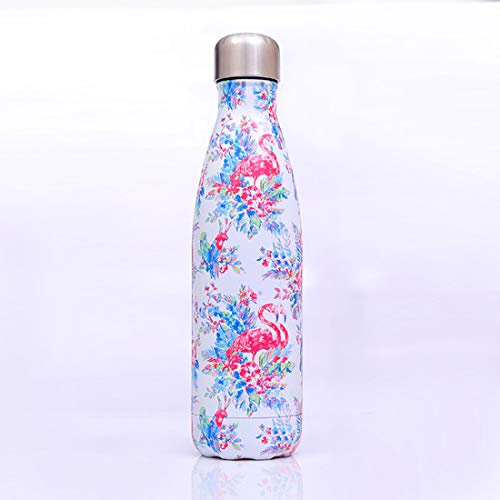 JMAHM Stainless Steel Flask Insulation Bottle Vacuum Flasks Cup Double Wall 500ml for Outdoor Sports (500ml, White bottom Flamingo)