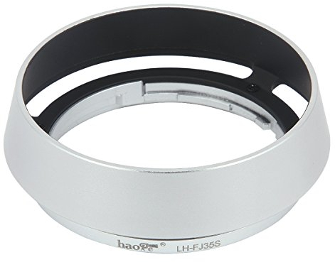 Haoge LH-FJ35S Bajonett Runden Metall Gegenlichtblende für Fujifilm Fuji Fujinon XF 35mm f/2 R WR XF35mmF2, XF 23mm f2 R WR XF23mmF2 und XC 35mm F2 XC35mmF2 Objektiv ersetzt LH-XF35-2 Silber