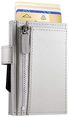 ÖGON Smart Wallets Portefeuille Automatique en Aluminium et Cuir, avec Poche pour pièces, Protection RFID Contre la fraude et la démagnétisation, Porte-Cartes Compact, modèle Cascade for Coins