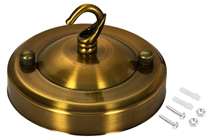 sourcing map Retro-Lichtbaldachin-Set mit Haken, Vintage-Kronleuchter, Deckenplatte, für Lichtmontage, Zubehör, DIY, 104 mm, Goldbronze