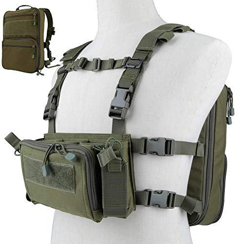 Kayheng Tactical Vest Airsoft Ammo Chest Rig 5.56 9mm Magazine Carrier with Molle Flatpack Backpack