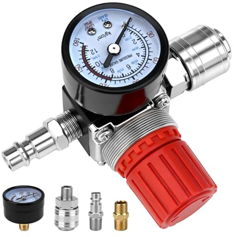 NA Air Compressor Pressure Regulator 1/4 Pneumatic Expansion Valve, 3-Way Globe Valve, Metal with Plastic Components, 12 Bar, 180 PSI