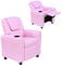 HOMCOM Kindersessel, Minisessel, Kindersofa für 3-6 Jahre alt, Liegefunktion, Eingebauten Becherhalter, Rosa, 62 x 56 x 69 cm