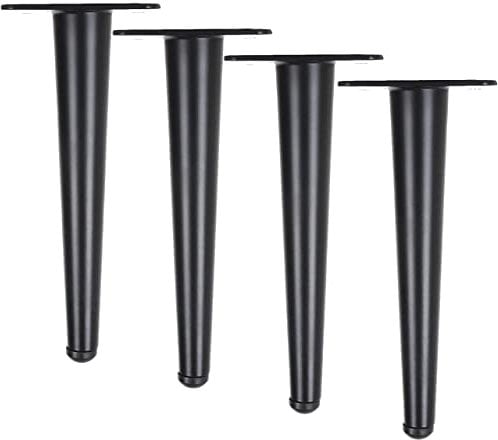 Btowin 12 Inch / 30cm Metal Furniture Leg,4Pcs Modern Straight Tapered Furniture Feet,Black Heavy Duty Sofa Legs Cabinet Leg Brushed Nickel Finish for TV Stand Cabinet Couch Dresser Table Bed