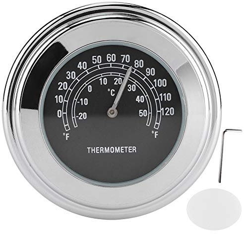Qiilu Termometro Manubrio per Motocicletta, termometro per Montaggio su Manubrio 1 Pollice e 7/8 Pollici -20 ℃ - 50 ℃ quadrante di misurazione Resistente alle intemperie per Moto(Nero)