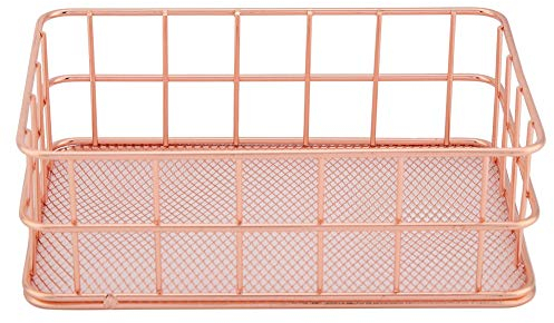 Metall Organizer Korb, Metall Aufbewahrungskorb Grid Drahtkorb, Roségoldener Eisen Aufbewahrungskorb Organizer Aufbewahrungshalter Schreibtisch Dekoration für Büro, Schlafzimmer, Büro, Make-up(C)