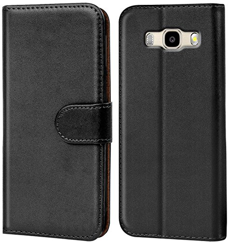 Verco Handyhülle für Samsung J5 (2016) Hülle, Schutzhülle für Samsung Galaxy J5 2016 [J510] Tasche PU Leder Flip Case Brieftasche - Schwarz