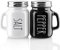 ZOSUJO - Set di saliera e pepiera, 113,4 g, carino, decorazione da cucina per casa, ristoranti, matrimoni, in vetro bianco e nero, con coperchi in acciaio inox