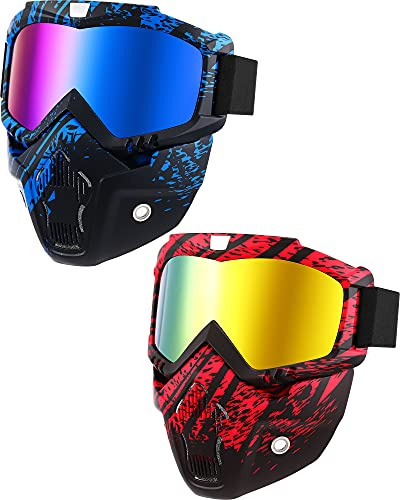 Frienda 2 Pcs Motorcycle Goggles with Removable Face Mask,Delicate Style
