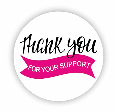 Thank You Your Support R1398 Brief-Siegel Aufkleber Sticker 32 Stück 2 cm | Bedeutung: Danke Ihrer Unterstützung; Englischer Motivaufdruck für Karten, Post und Geschenke